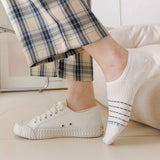 White Striped Waist Wicking Hidden Socks_Cwms0947
