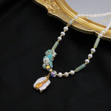 Womens Designer Pearl Pendant Long Necklace