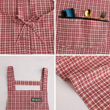 SUMMER THIN PLAID COTTON APRON WITH POCKETS BULK_CWMM2040