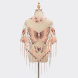 LACE BUTTERFLY EMBROIDERED TRIANGLE SHAWL_CWMM1994