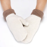 Women'S Two-Tone Rabbit Fur Mitten Knitted Gloves_Cwag0259