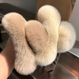 LARGE REAL REX RABBIT FUR HAIR CLAW CUTE COZY_CWAHA3302