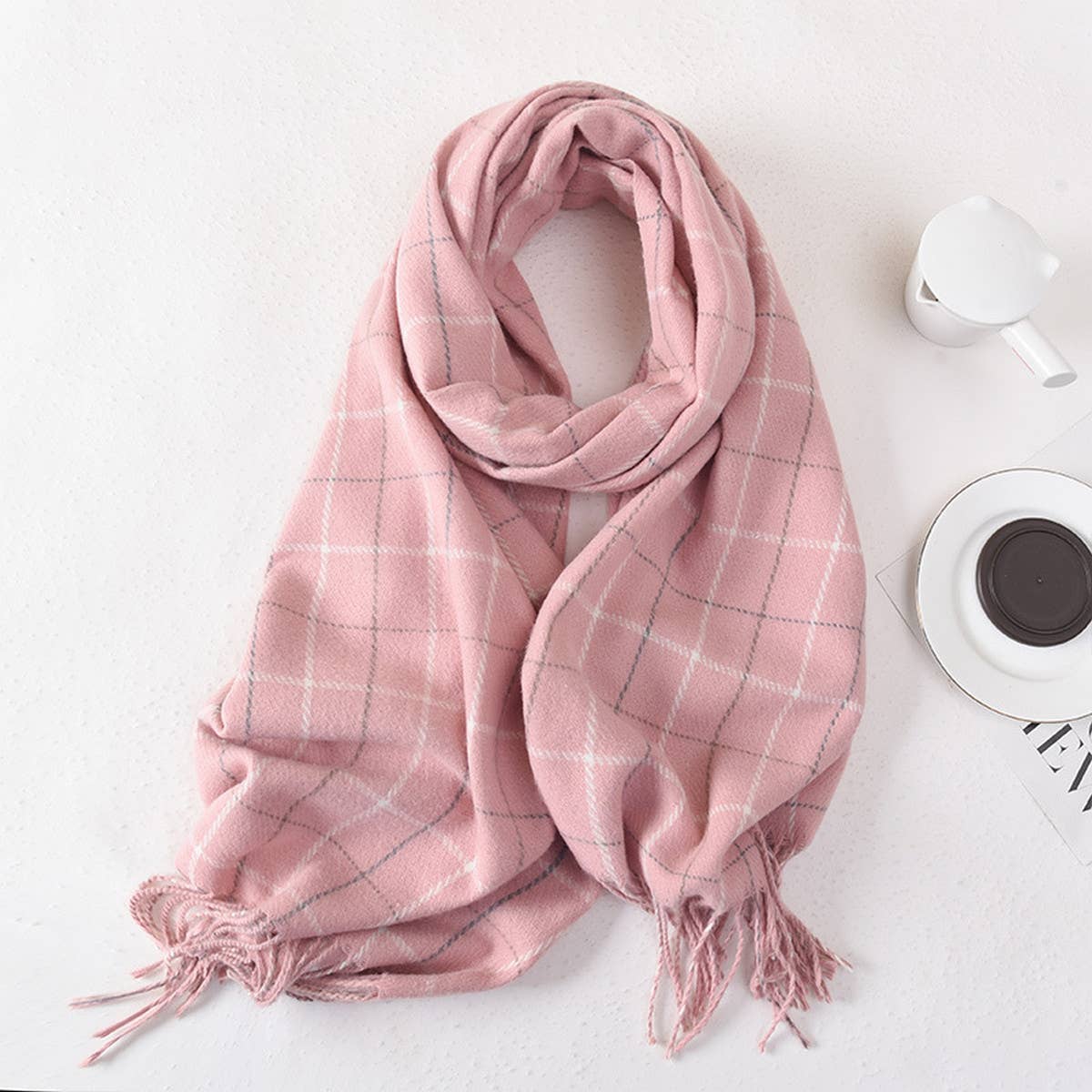 Women Simple Warm Plaid Scarf