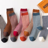 SIMPLE STRIPED MID CALF SOCKS_CWMS0662