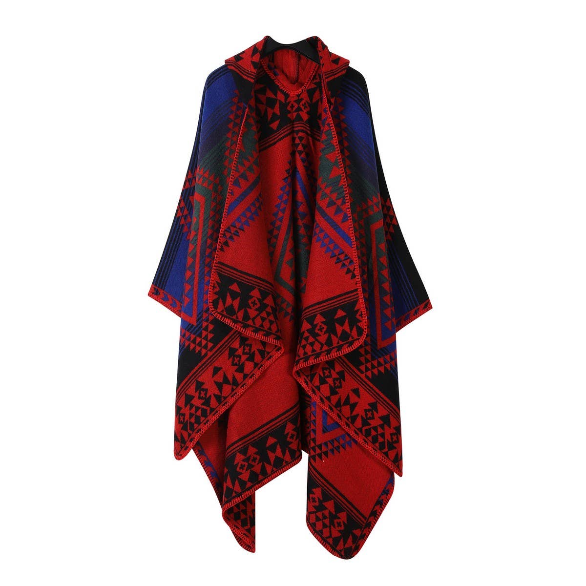 Vintage Jacquard Warm Scarf Slit Hooded Cape_Cwasc2268
