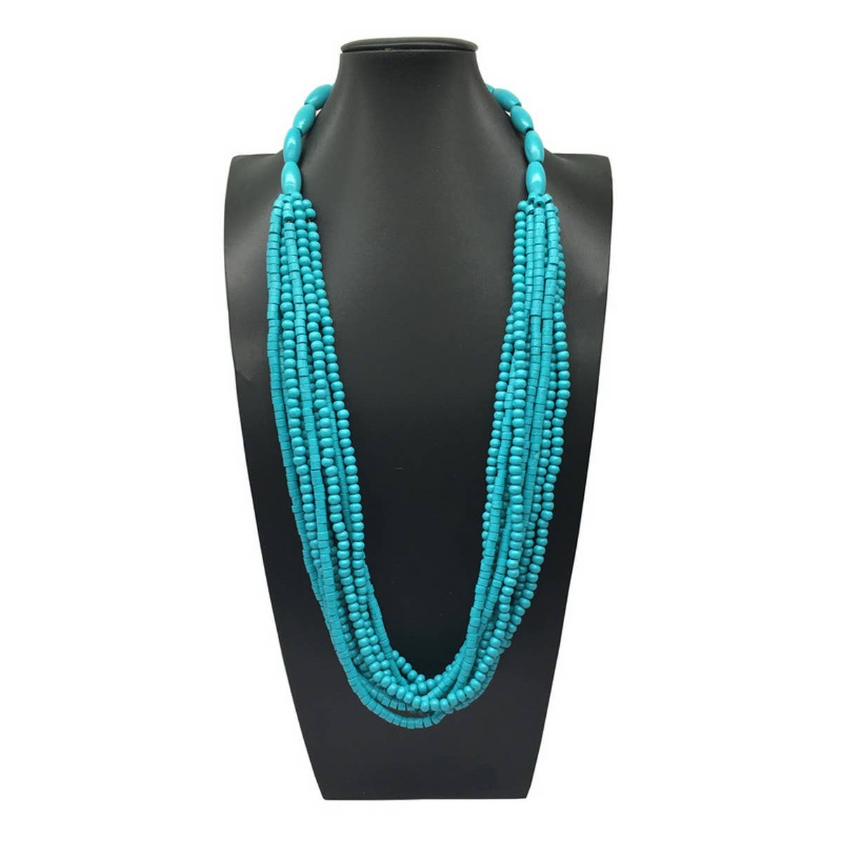 ETHNIC STYLE MULTI LAYERED WOODEN BEAD NECKLACE_CWMM4725