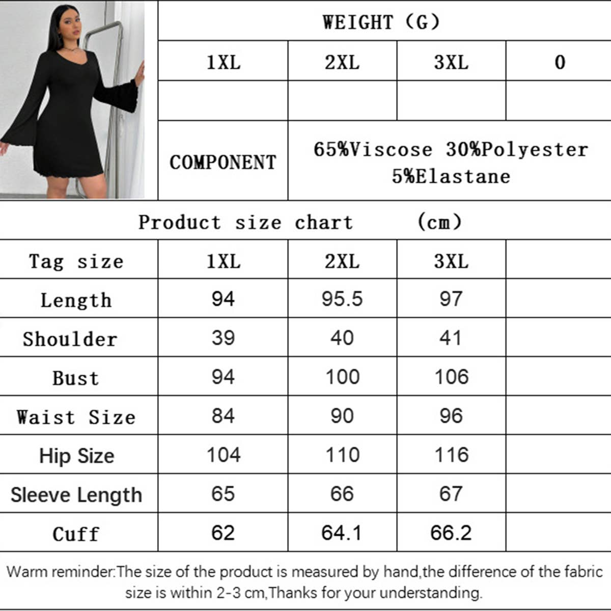 ELEGANT V NECK FITTED BODYCON BELL SLEEVE DRESS_CWDMD6068