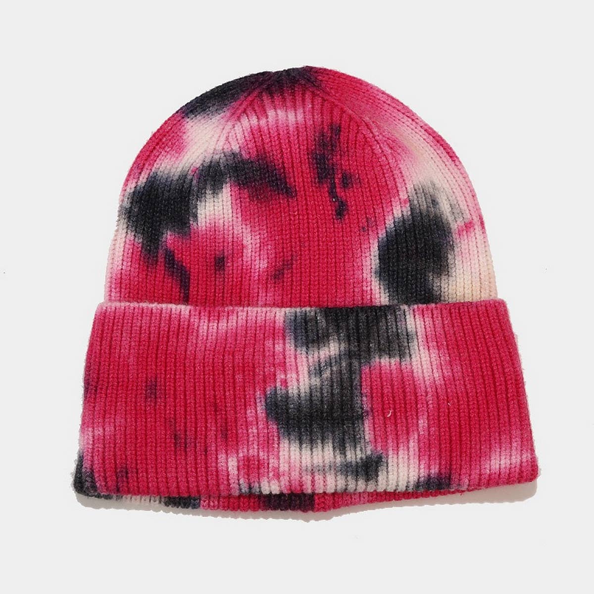 OUTDOOR WARM CURLED EDGE TIE DYE KNITTED HAT_CWAH1593