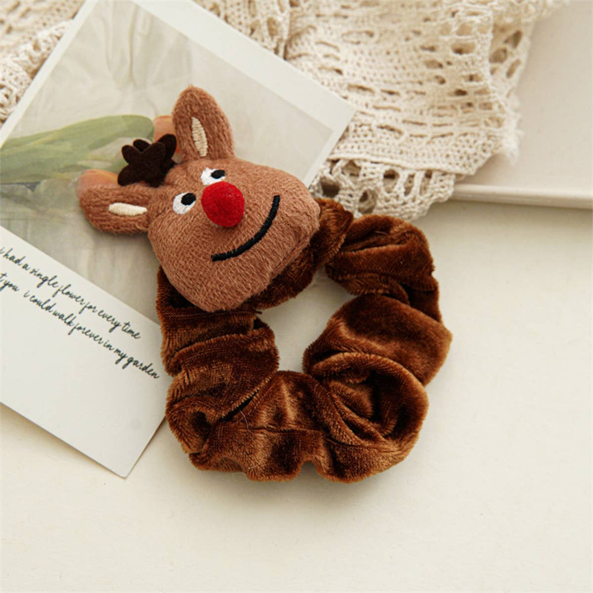 8Pcs Xmas Plush Hair Scrunchies Jingle Bells_Cwaha07590