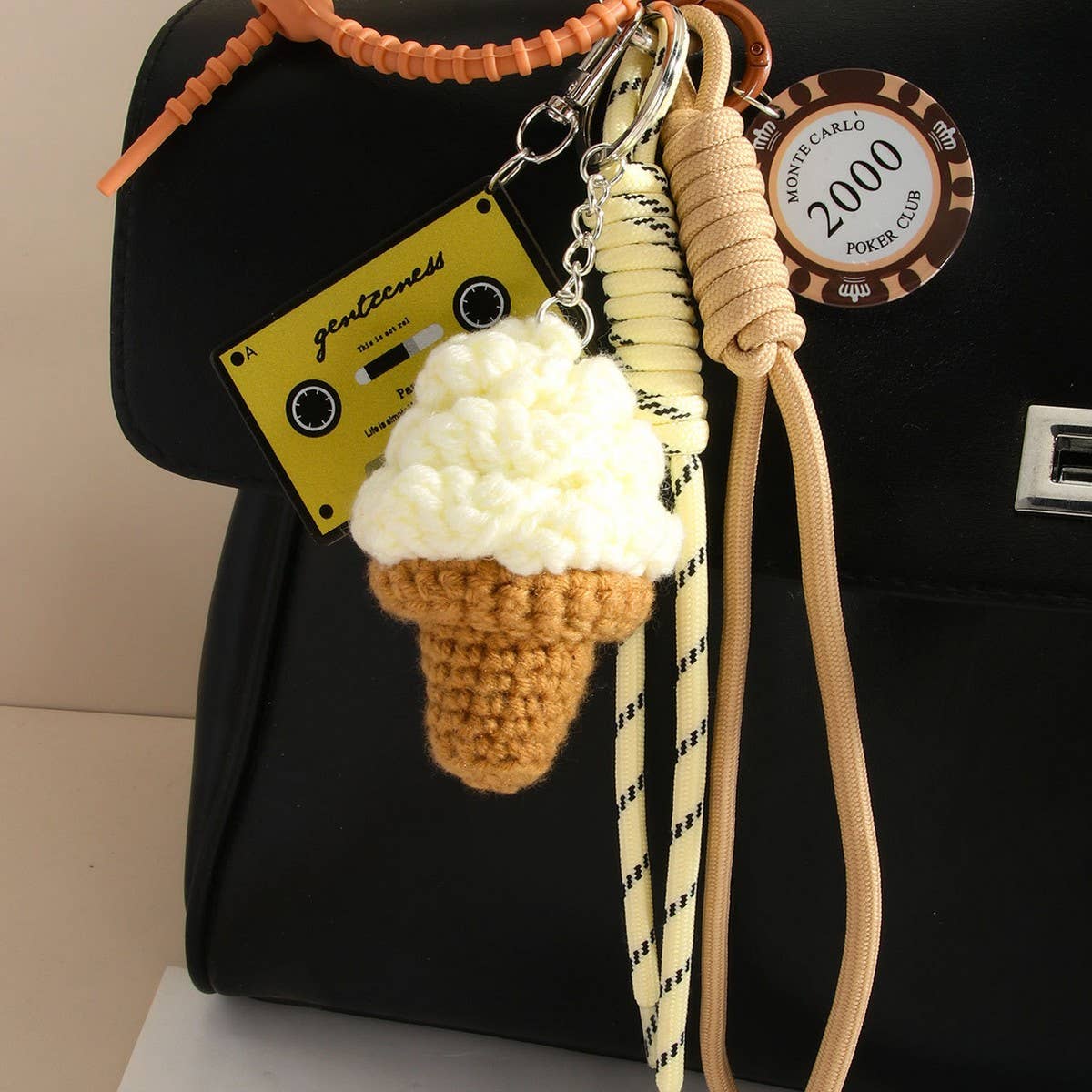 CREATIVE ICE CREAM KEYCHAIN WITH BRAIDED CORD_CWMM7647