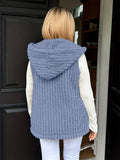 Womens Woolen Hooded Vest Sleeveless Coat