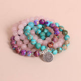 PURPLE EMPEROR PINE ROSE QUARTZ BEADED BRACELETS_CWAJE3938
