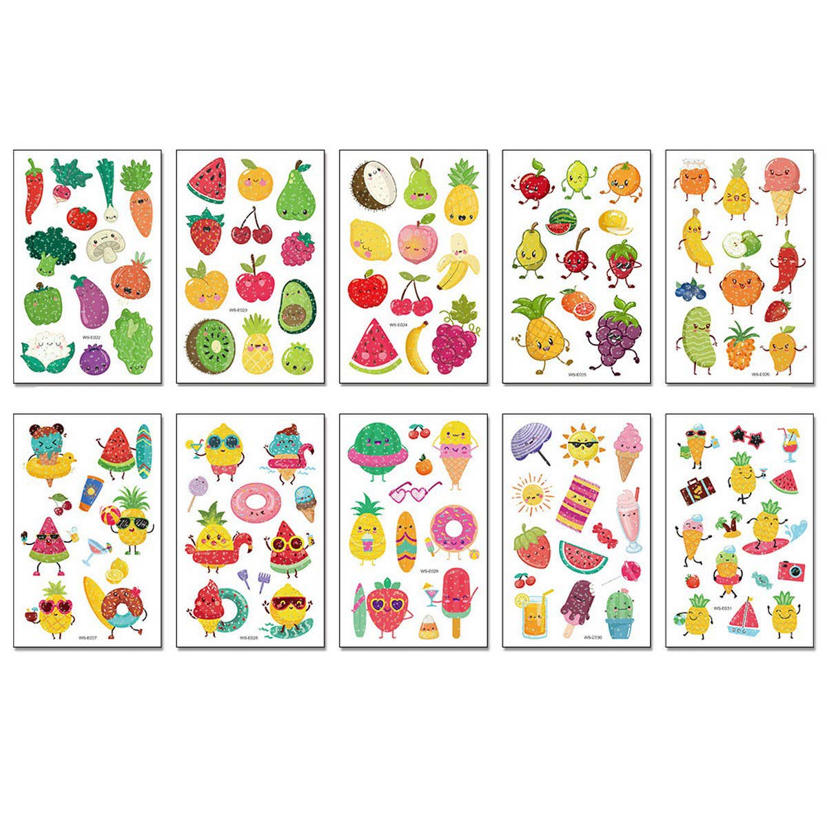 Waterproof Kids Sparkle Fruit Veggie Tattoos_Cwmm8258