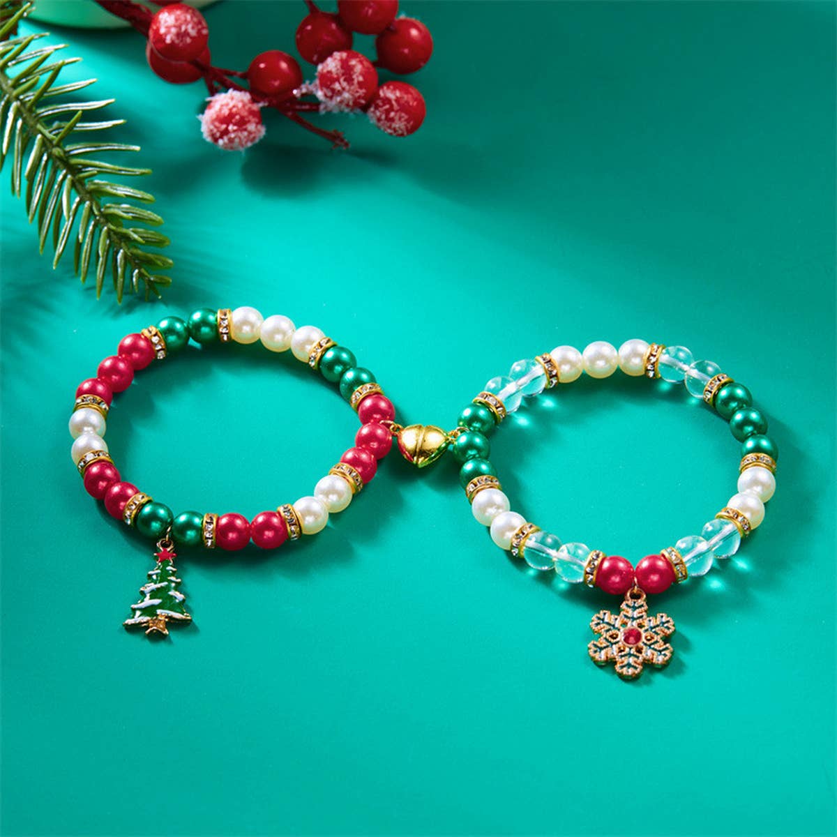 CHRISTMAS SNOWFLAKE PENDANT MAGNETIC BRACELET_CWAJE2387