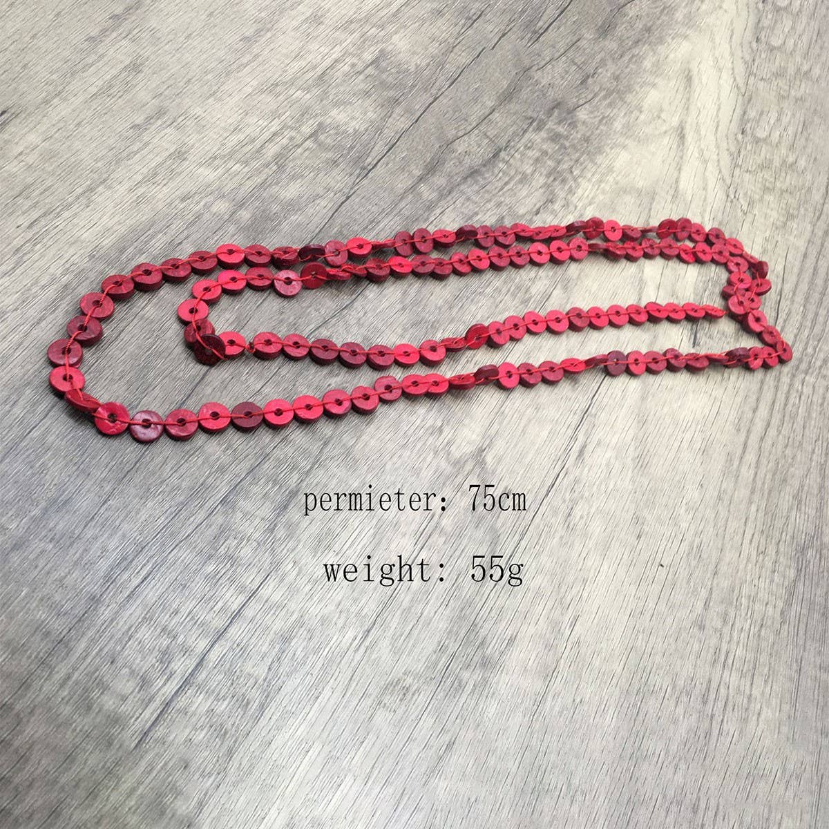 COCONUT SHELL RED MULTI LAYER BEAD VINTAGE NECKLACE_CWMM4571