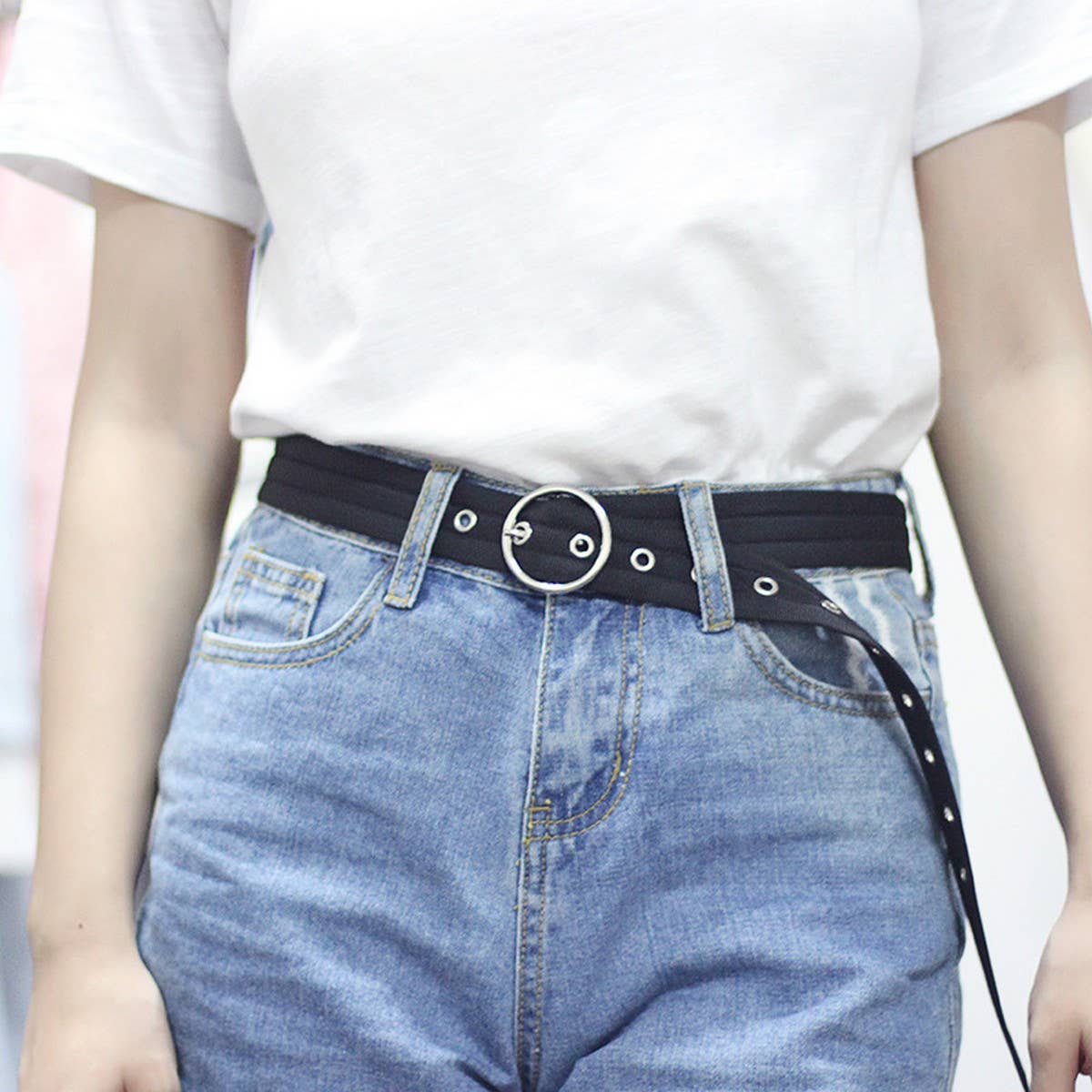 NEW HOLLOW ROUND BUCKLE PERSONALIZED BELT_CWABE0608