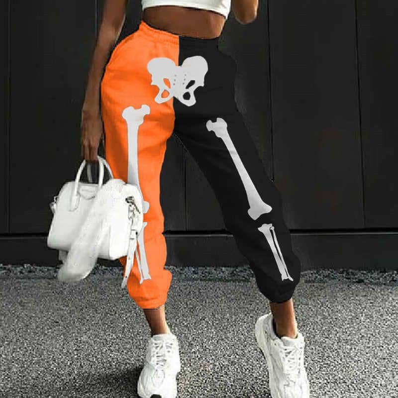 Sporty Black And Orange Harlan Straight-Leg Pants