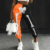 Sporty Black And Orange Harlan Straight-Leg Pants