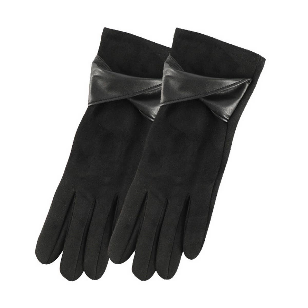 BOW SUEDE GLOVES TOUCHSCREEN WARM WINTER DESIGN_CWMM2883