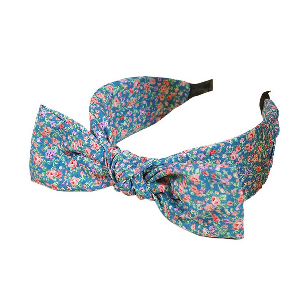 SOLID COLOR PLEATED RABBIT EARS BOW HEADBAND_CWAHA1690