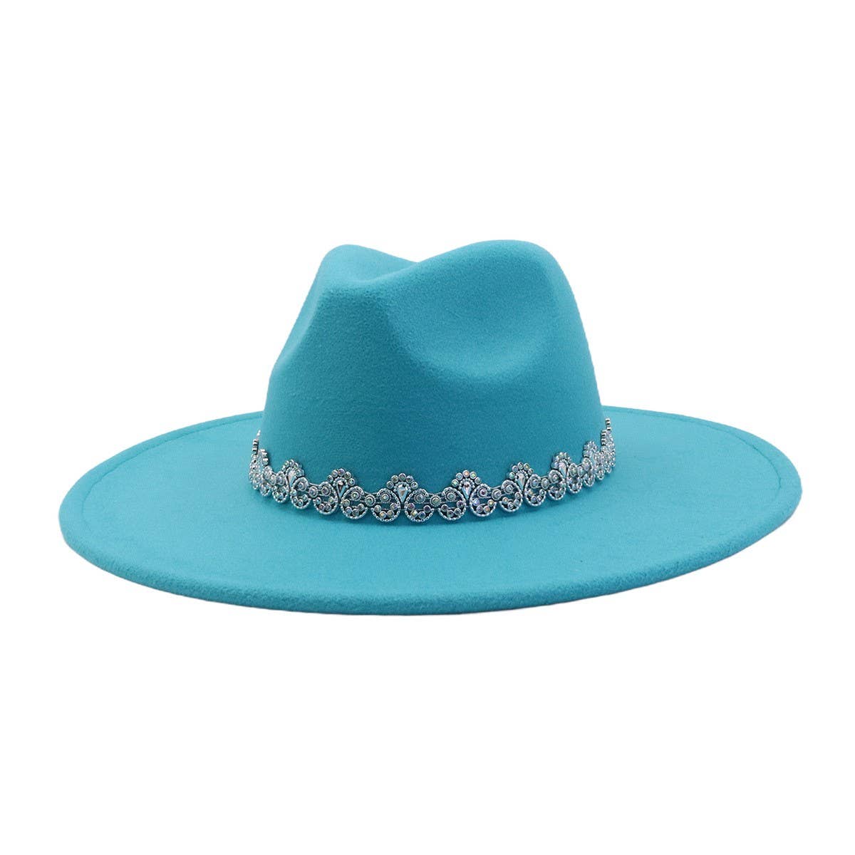 MEN WOMEN WOOL BLEND FEDORA HAT HEART TOP_CWAH04386