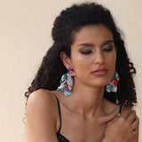 HANDMADE LAYERED FLORAL TASSEL EARRINGS FOR WOMEN_CWMM6253