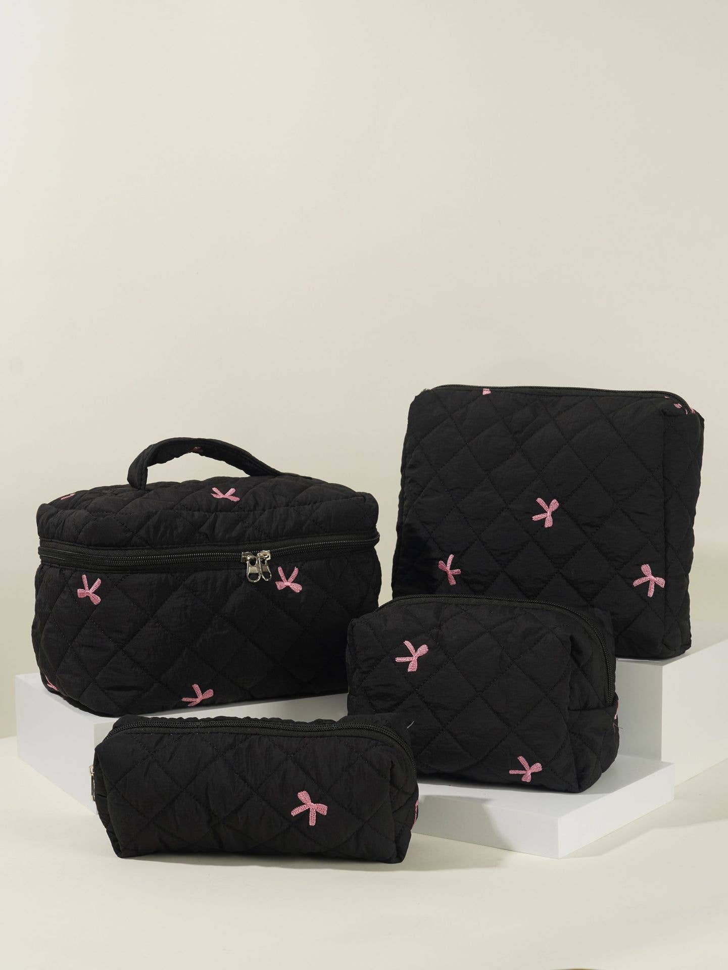 Large-Capacity Set Of Embroidered Bow Handbag