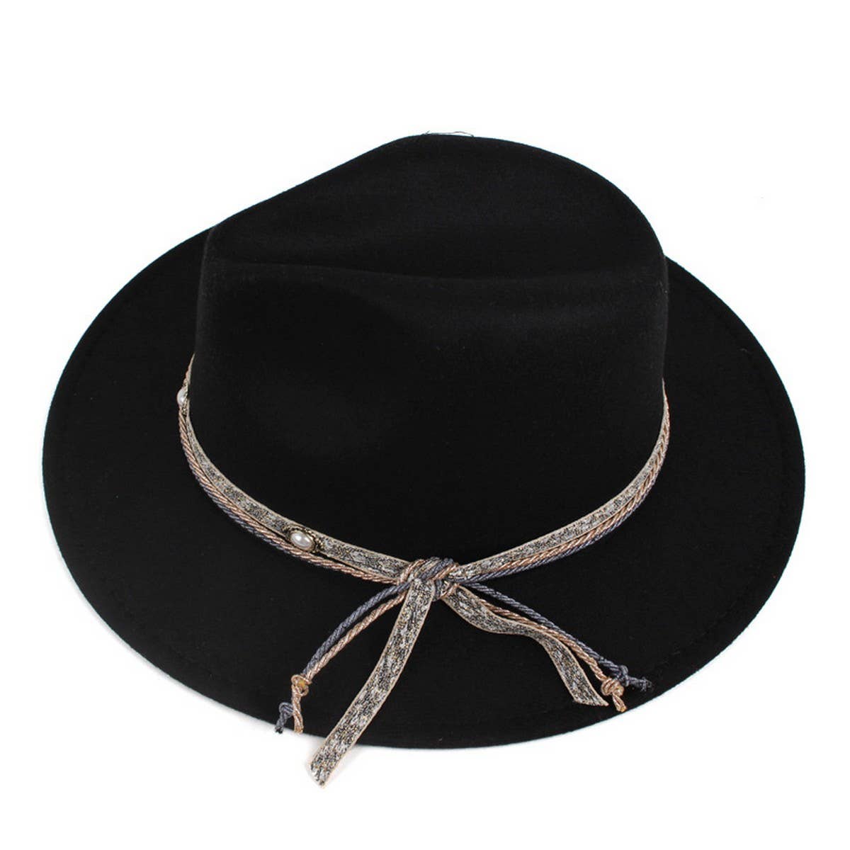 PEARL EMBELLISHED WARM WINDPROOF PANAMA HAT_CWAH1881