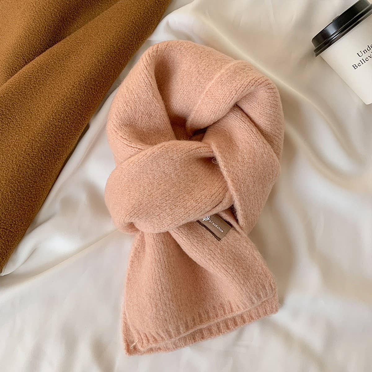 CUTE KNIT SCARF UNISEX SOLID COLOR NECK WARMER_CWASC1509