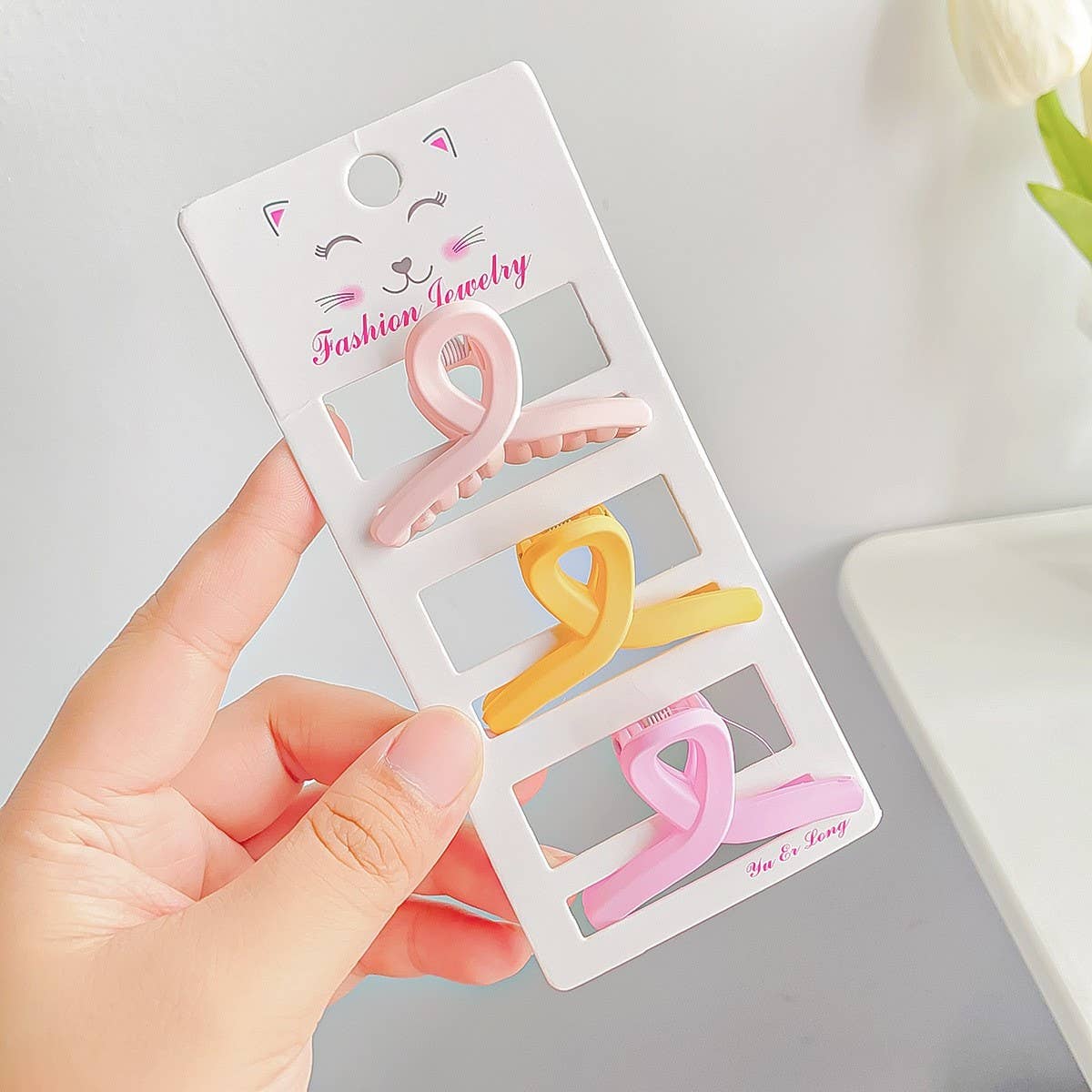 FROSTED SOLID COLOR GRAPHIC MINI HAIR CLIP_CWAHA0724