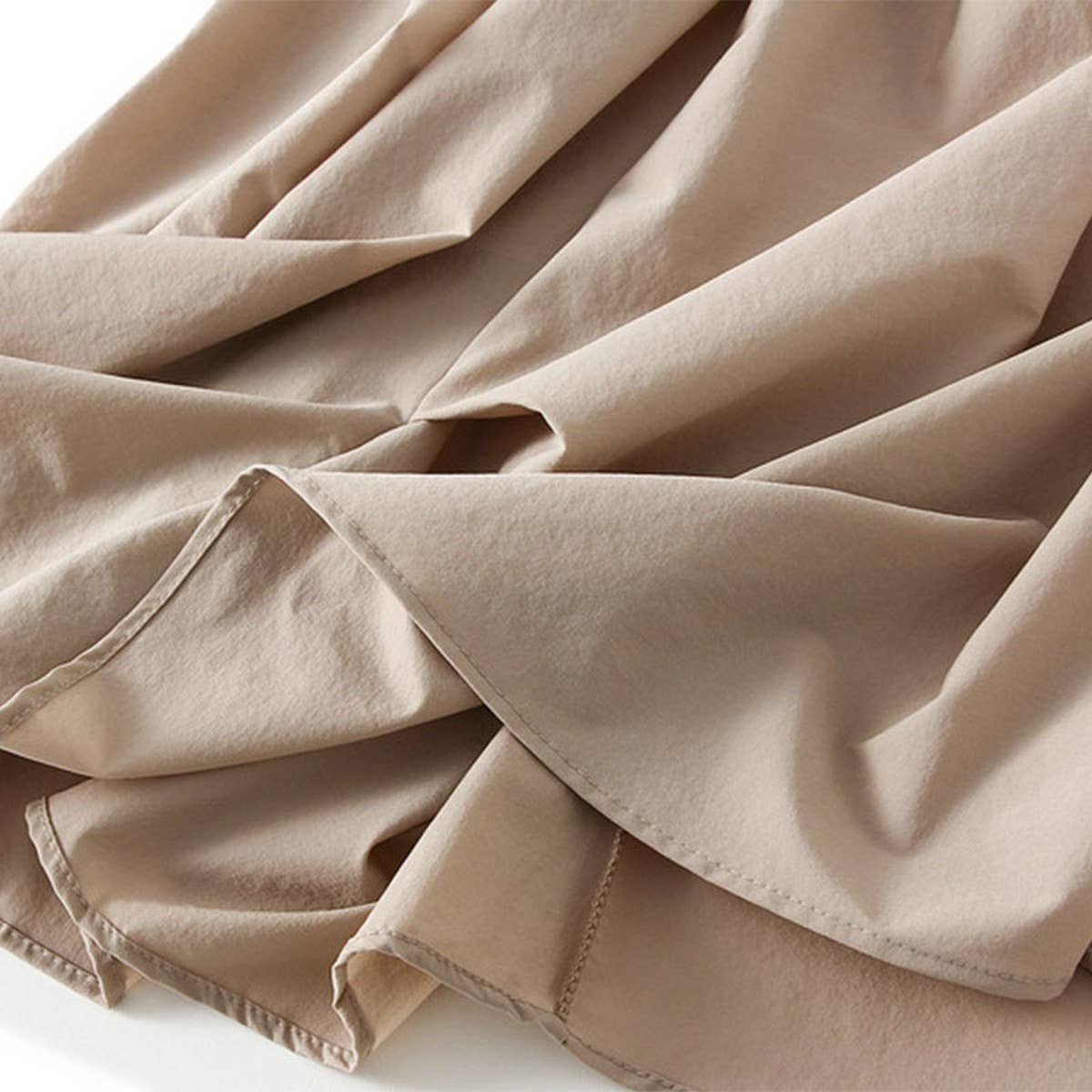 HIGH WAIST ELASTIC WAIST A LINE PLEATED MIDI SKIRT_CWBMS0331