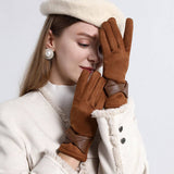 BOW SUEDE GLOVES TOUCHSCREEN WARM WINTER DESIGN_CWMM2883