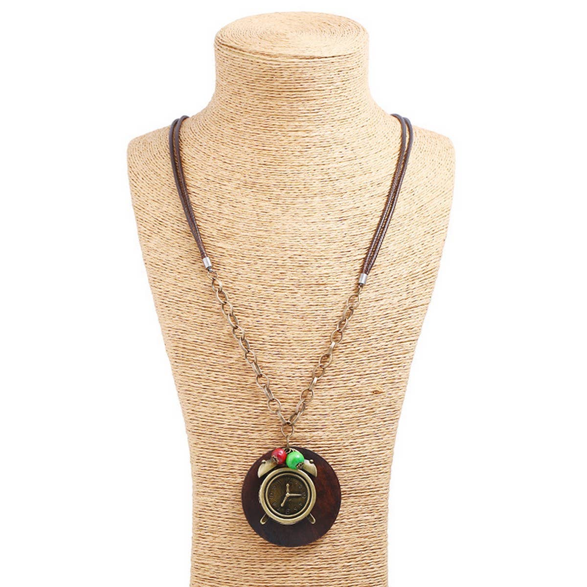 Wax Alloy Creative Alarm Clock Long Necklace_Cwmm4620