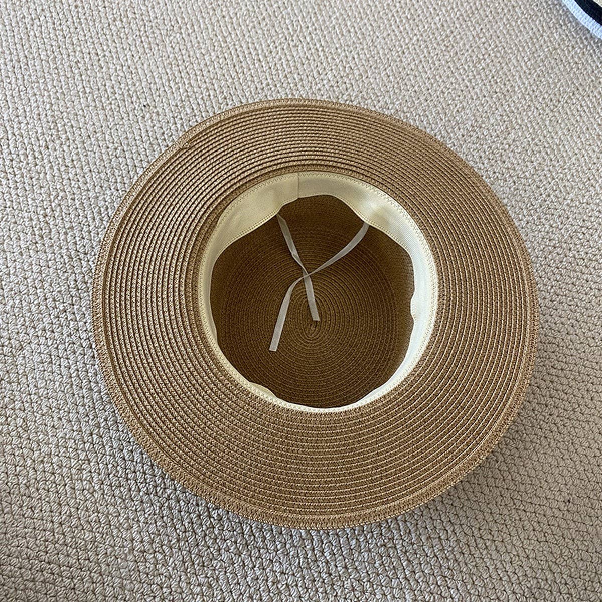 SUMMER FASHION FLAT TOP SUN PROTECTION STRAW HAT_CWAH3501