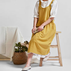 SOLID COLOR ART COTTON LINEN APRONS WITH POCKETS_CWMM3293