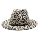 Woolen Leopard Print Jazz Hat Wide Brim Felt Hat_Cwah2606