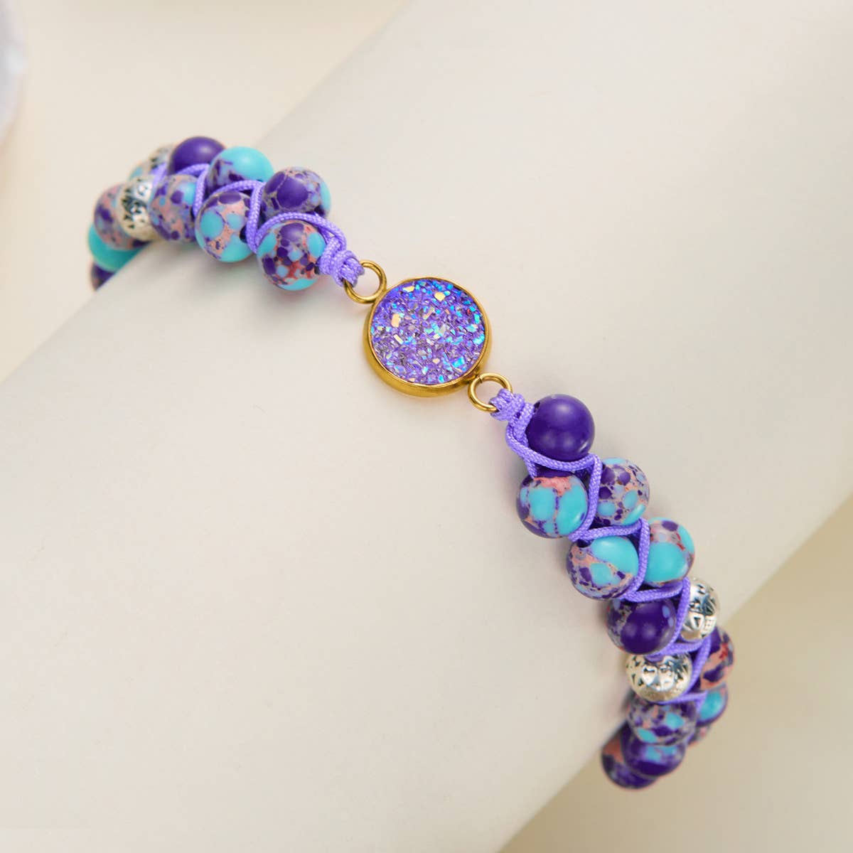 HAND WOVEN ROUND STONE BRACELET_CWAJE2425