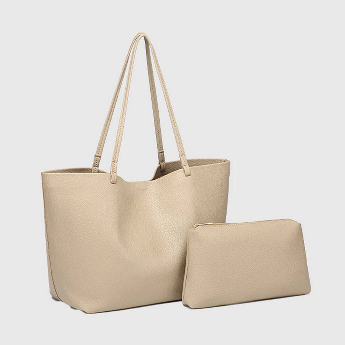 ELEGANT SOFT LEATHER SOLID COLOR TOTE SET BAG SSCWAB5112