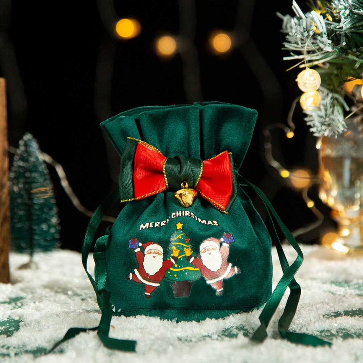 Velvet Apple Gift Bag Xmas Eve Candy Pouch_Cuab00752