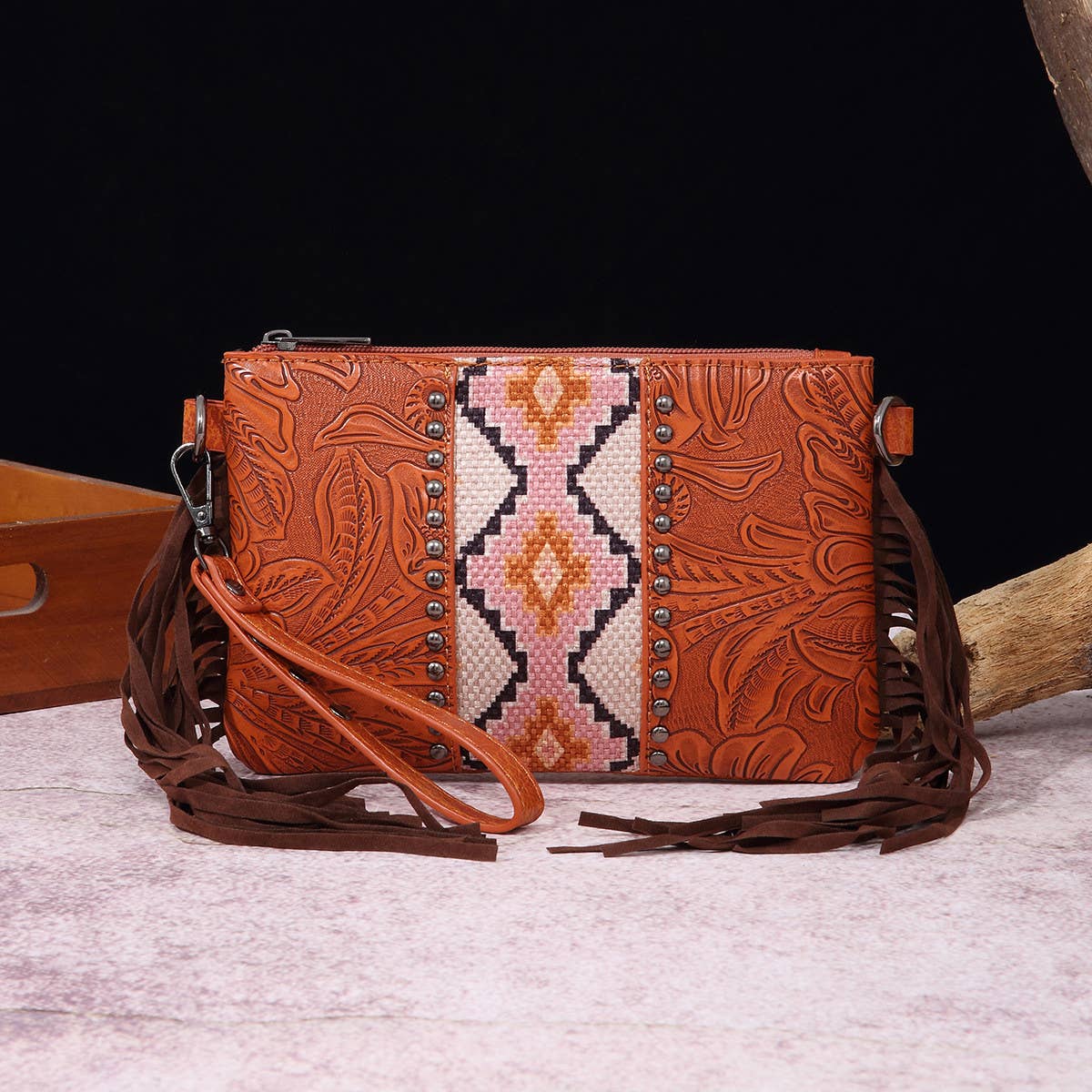 Vintage Print Western Bohemian Crossbody Bag_Cwab2580