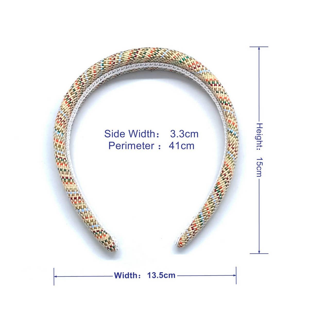 NEW STRIPED RAFFIA WOVEN PADDED CROWN HEADBAND_CWAHA6333