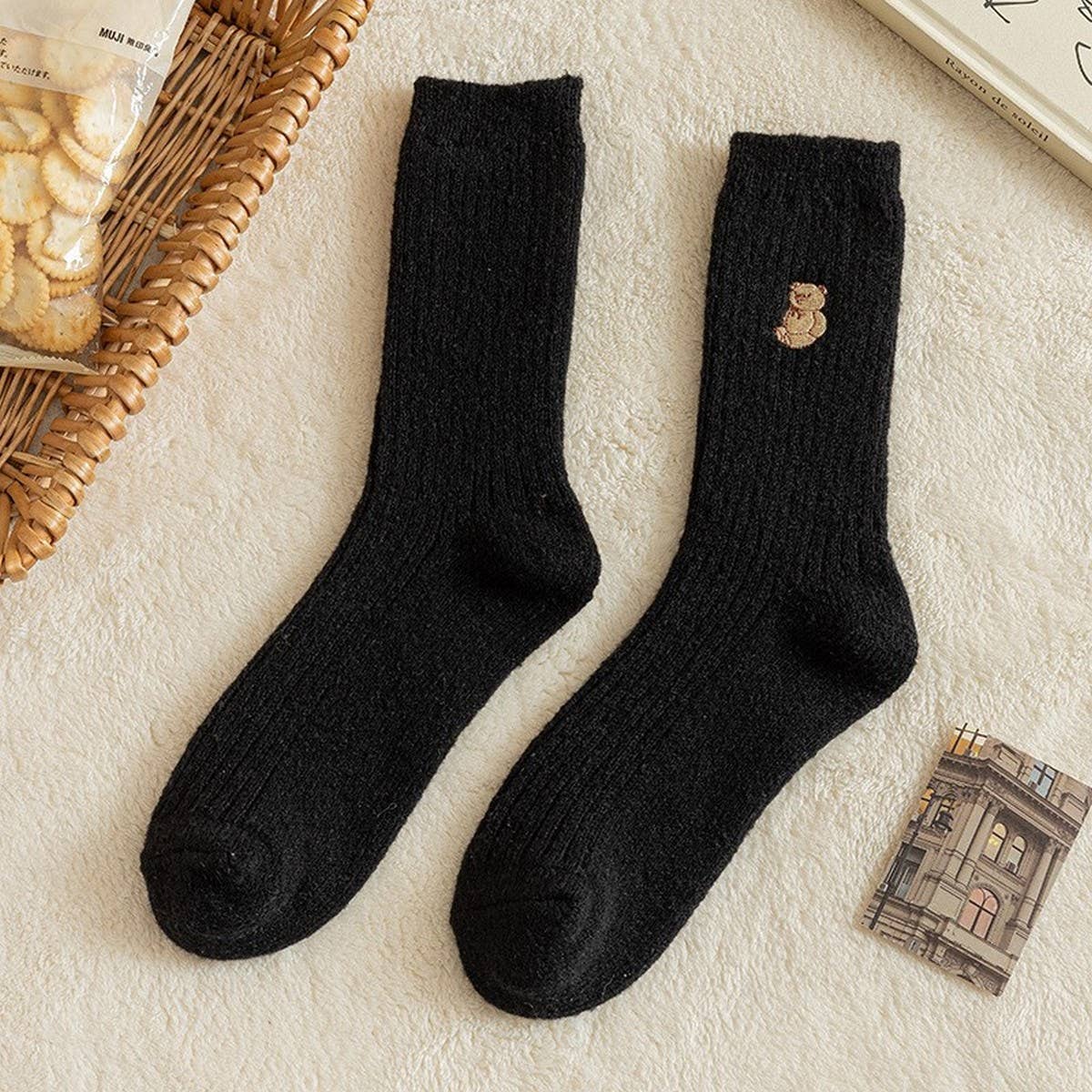 Winter Plush Bear Cute Pile Socks_Cwms1060