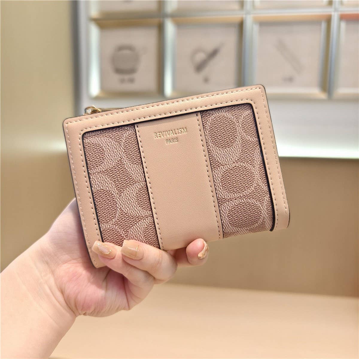 Geometric Pattern Bifold Zip Snap Wallet For Women_Cwab06204