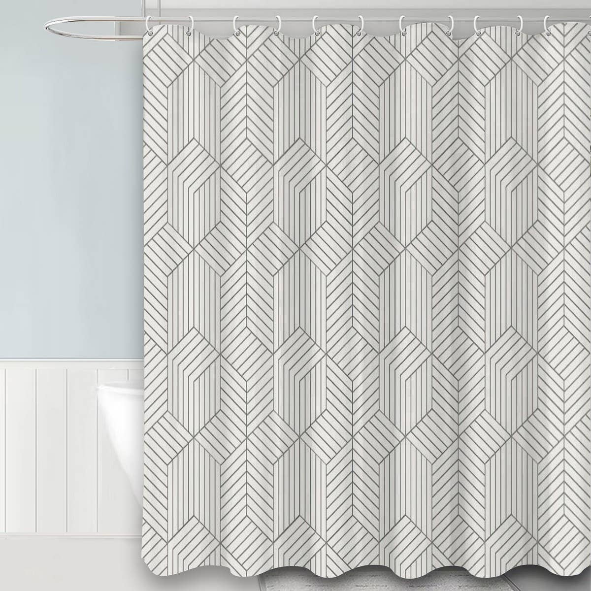 SIMPLE GEOMETRIC WATERPROOF SHOWER CURTAIN_CWMM1796