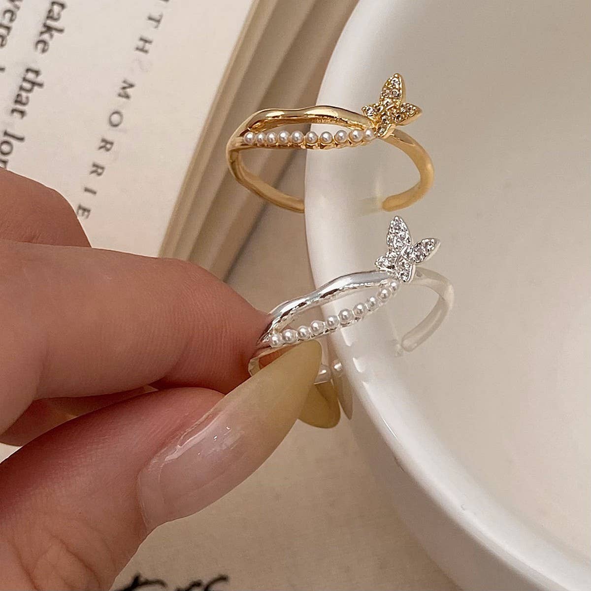 TEMPERAMENT SWEET PEARL OPEN RING FOR WOMEN_CWAJE3097