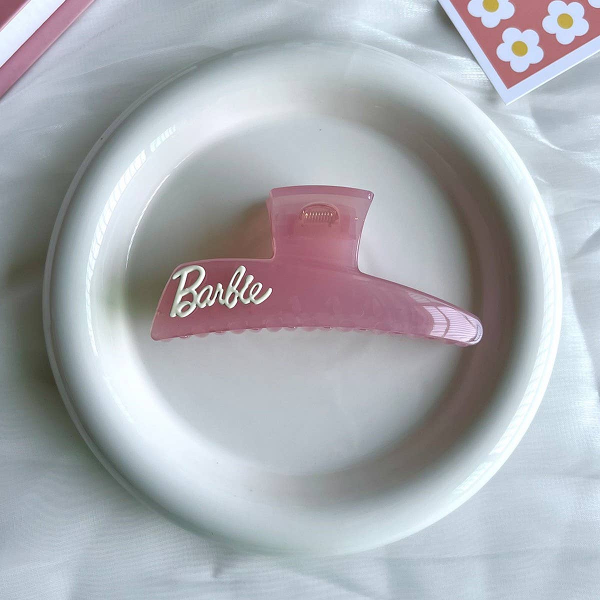 Pink Barbie Girl Hair Claw Alloy Letter Clip_Cwaha5761