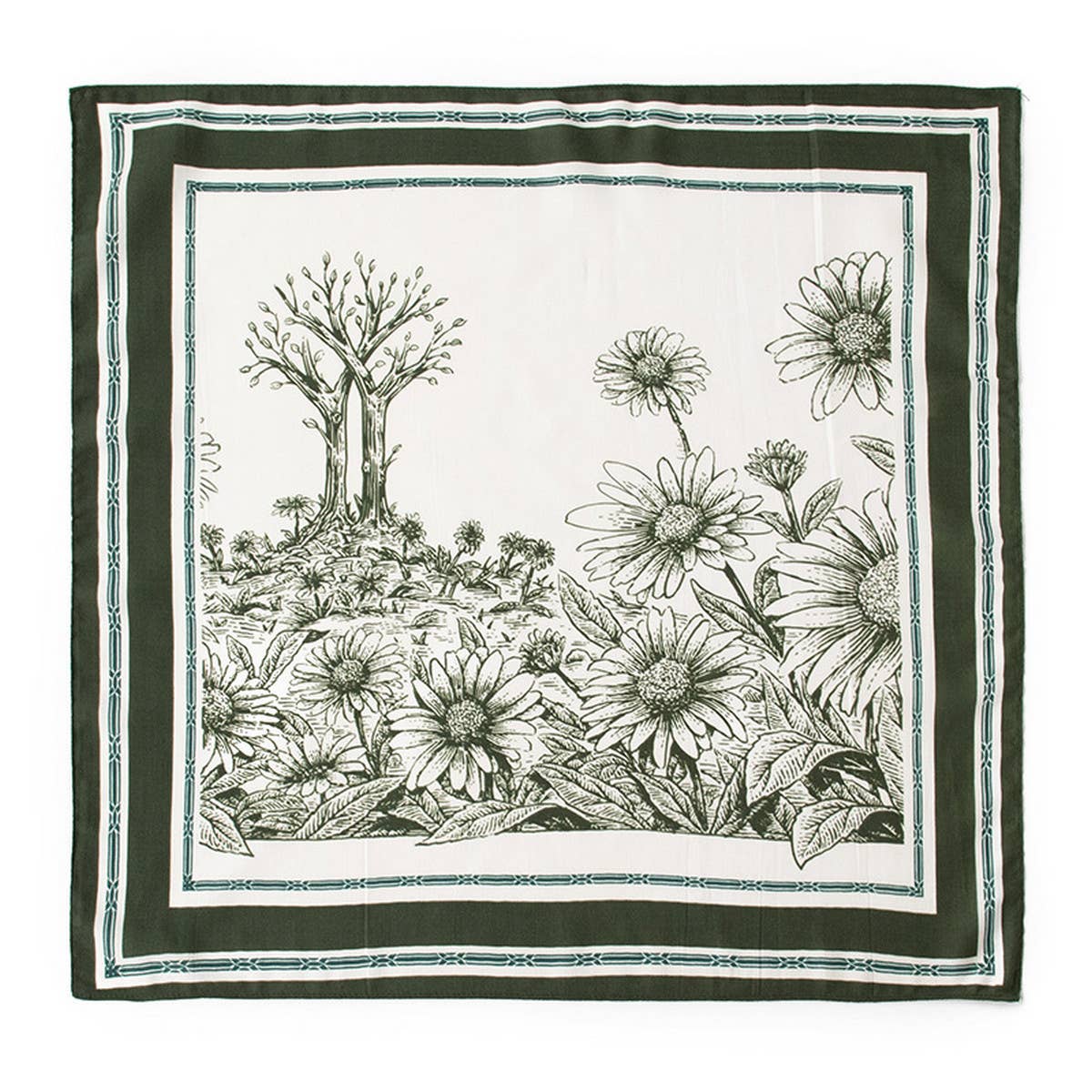 Versatile Shirt Retro Plant Print Square Scarf_Cwasc0924