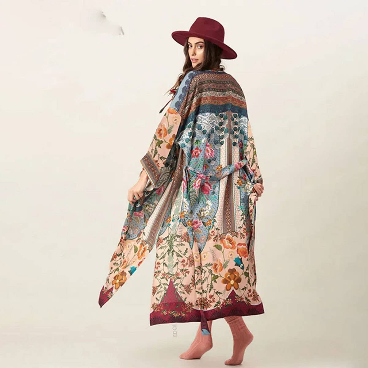 RAYON FLORAL BIKINI COVER UP BEACH CARDIGAN_CWMM6307