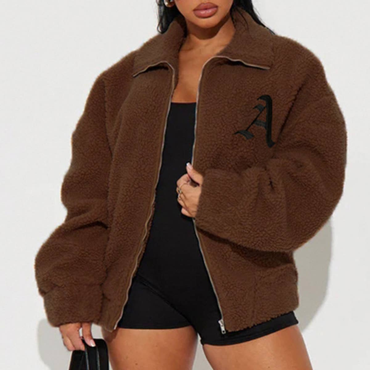 Vintage Jacket Lamb Fleece Zip-Up Lapel Jacket