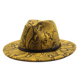 SNAKE PATTERN WOOLEN HAT WITH WIDE BRIM JAZZ HAT_CWAH2595